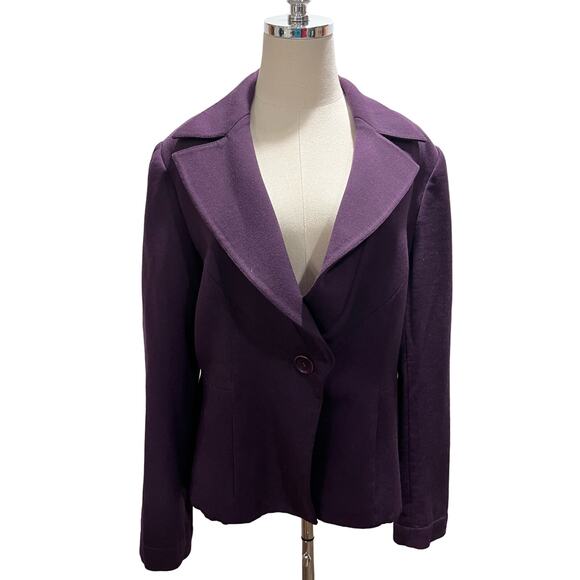 Armani Collezioni Purple Single Button Wool Blend Heavy Blazer Italy Sz 16 - Picture 1 of 8